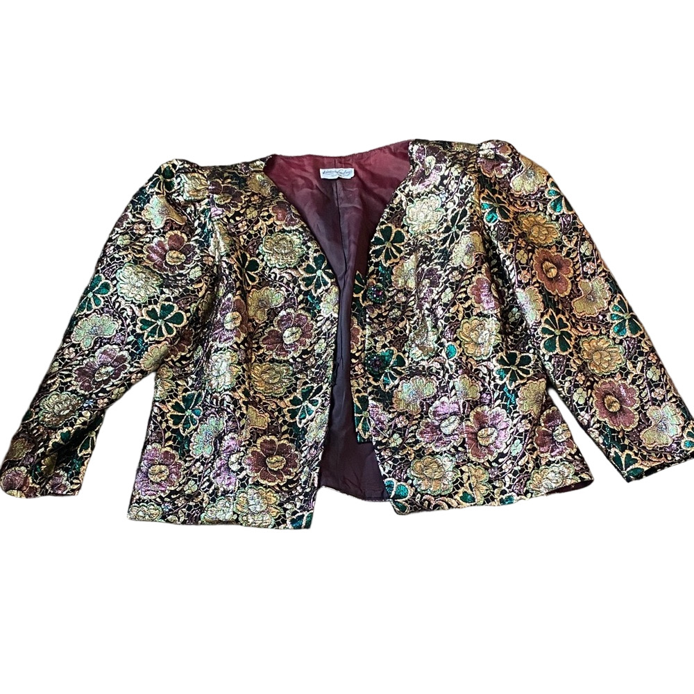 Katherine Lindsay by Matthew Vintage Multicolor Floral Blazer SIZE 18